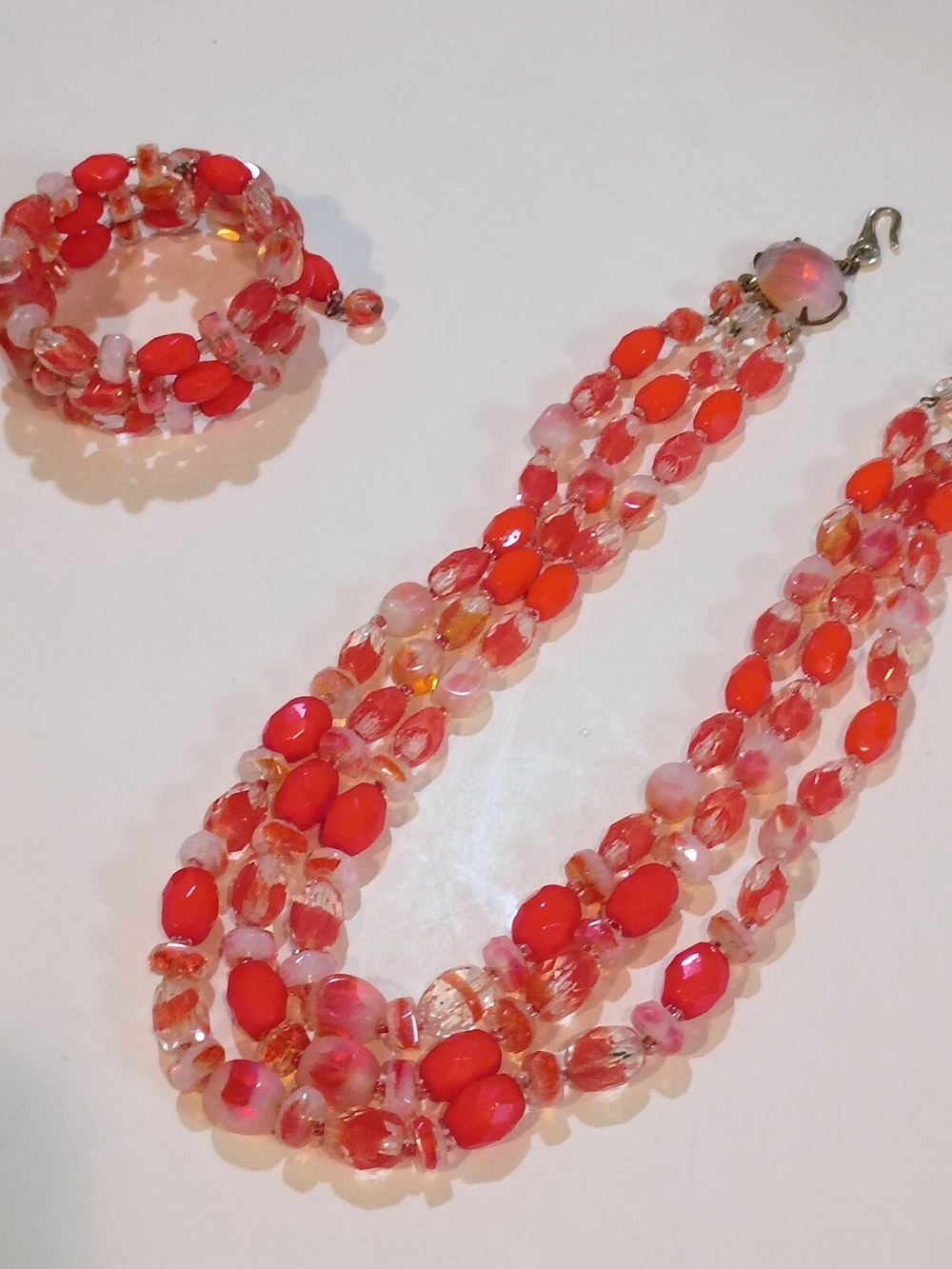 Vintage Multi-Strand Beaded Necklace and Bracelet Set